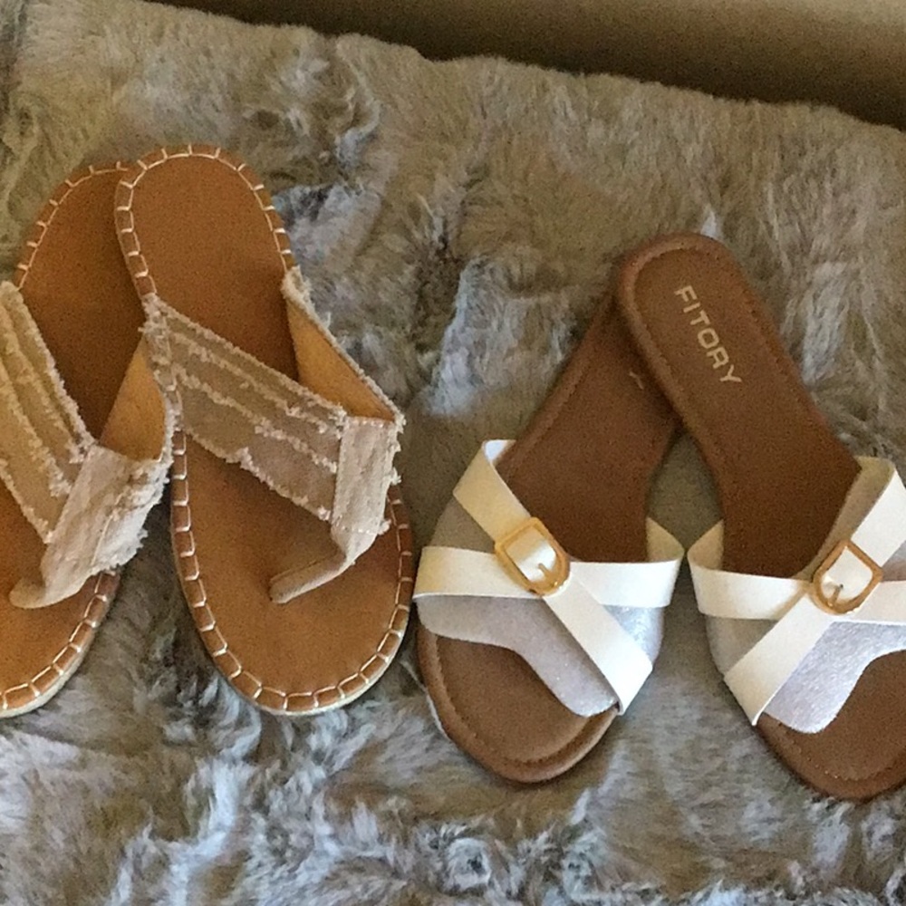 FITORY Women's Sandals in Tan and Cream